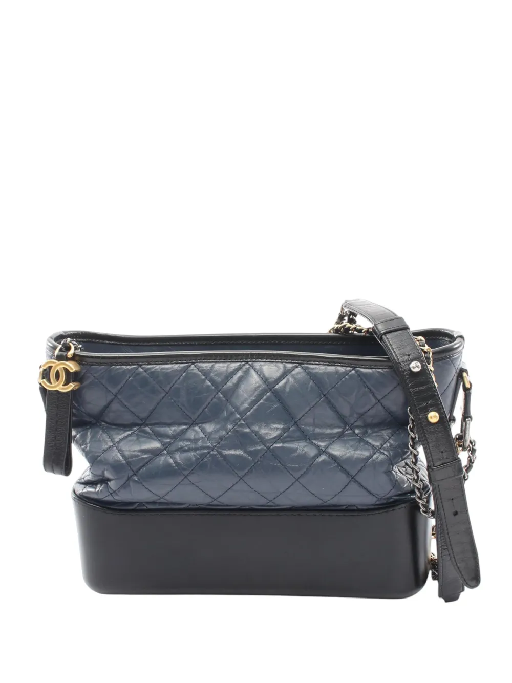 CHANEL Pre-Owned Borsa a tracolla Gabrielle media in pelle di vitello effetto invecchiato bicolore 2019 - Blu