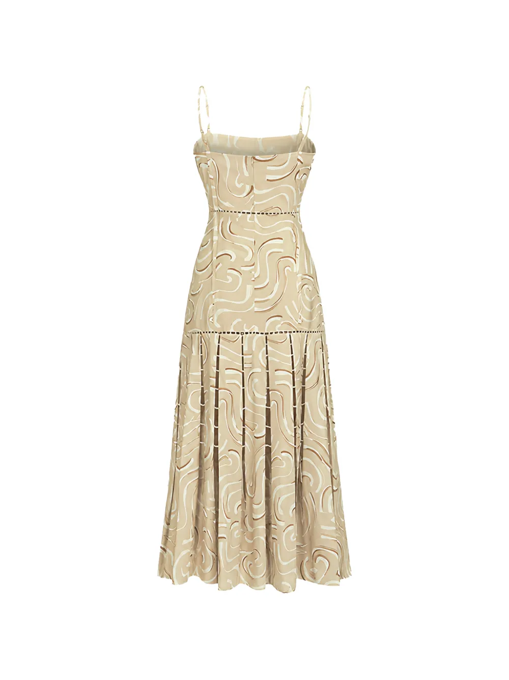Alexis Jurk met abstracte print en ladderstiksels Beige