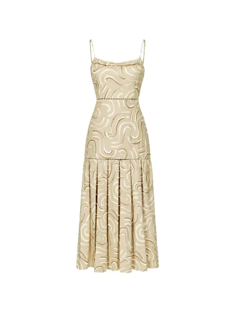 Alexis abstract-print ladder-stitch dress