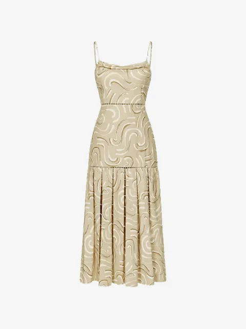 Alexis abstract-print ladder-stitch dress