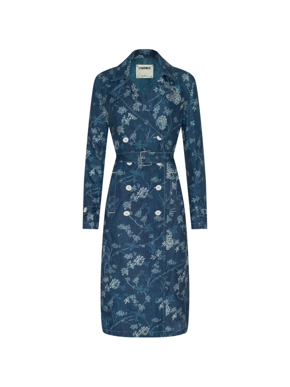 L'Agence Bradley floral-print trench coat - Blau