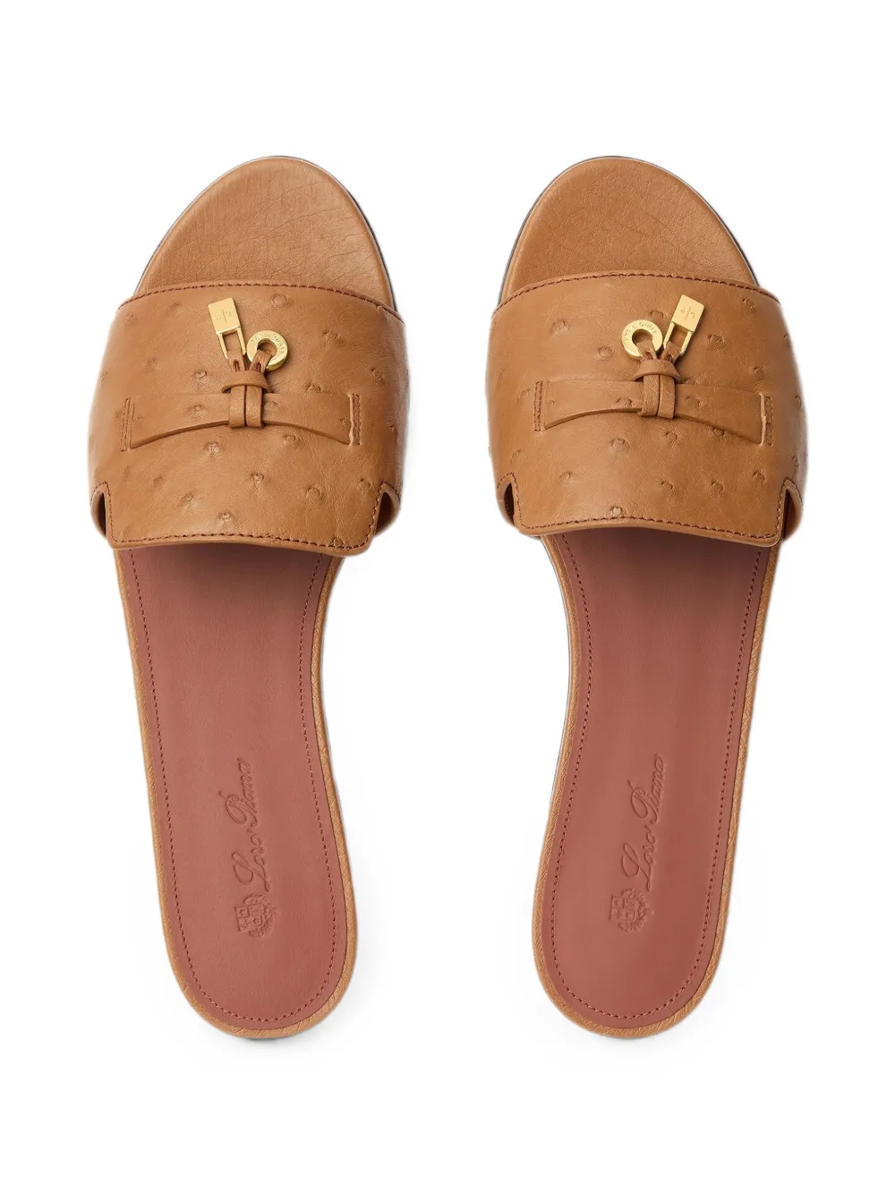 Loro Piana Summer Charms ostrich-leather sandals Bruin