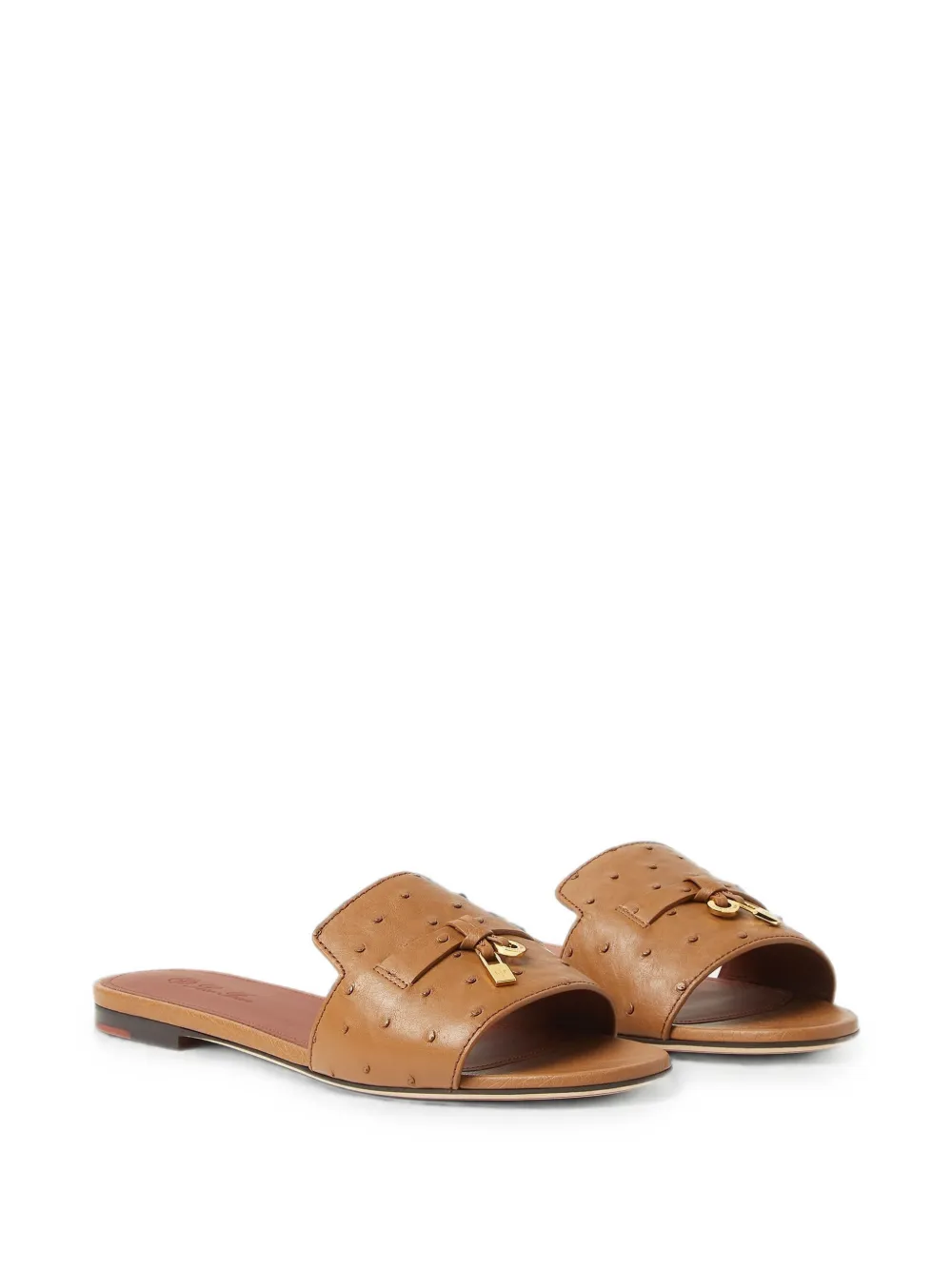Loro Piana Summer Charms ostrich-leather sandals Bruin