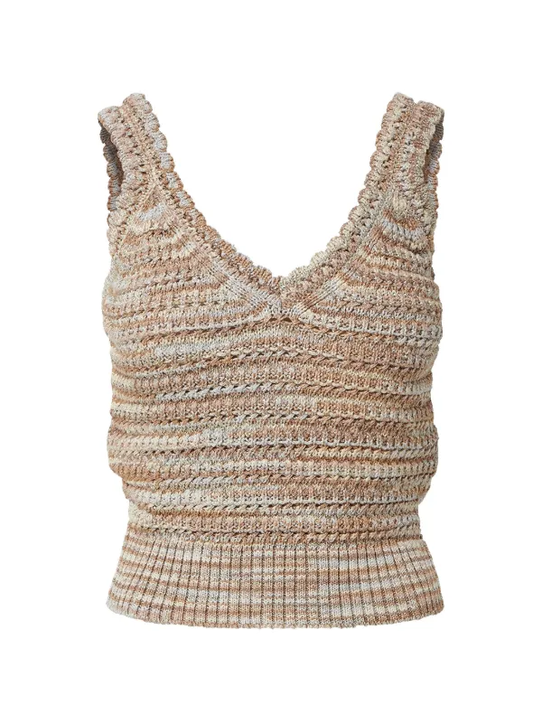Veronica Beard Selwyn Space-dye Knit Top in Neutrals
