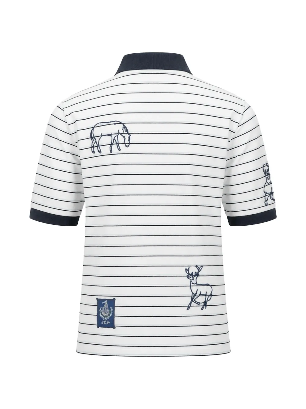 Sea Winslow gestreept poloshirt met borduurwerk Wit