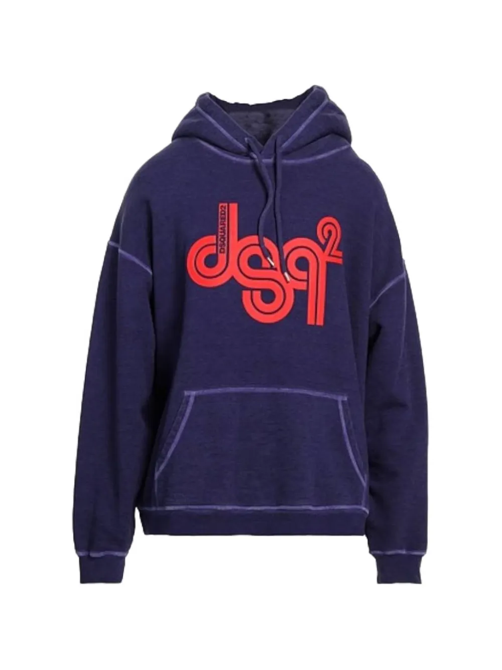 DSQUARED2 logo-print drawstring hoodie - Blu