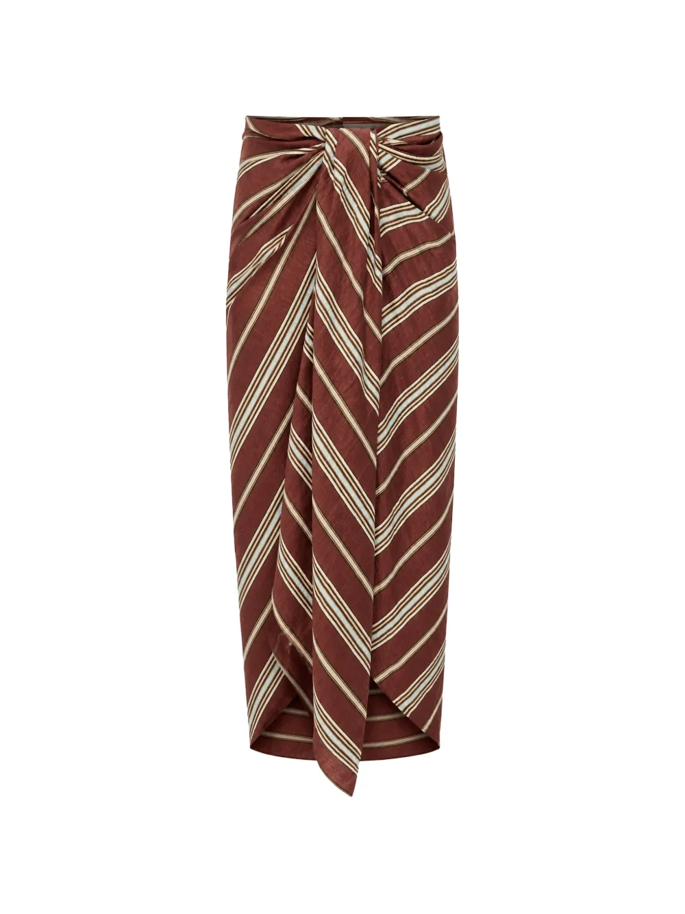 A.L.C. Rhodes striped wrap midi skirt - Marrone