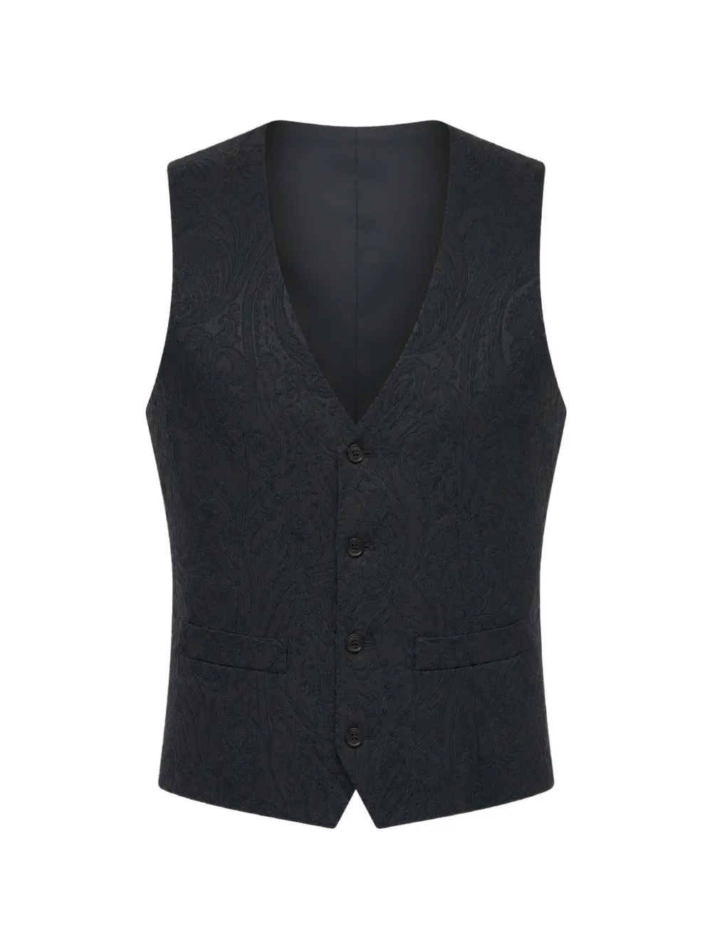 Corneliani damask-pattern welt-pocket waistcoat - Schwarz