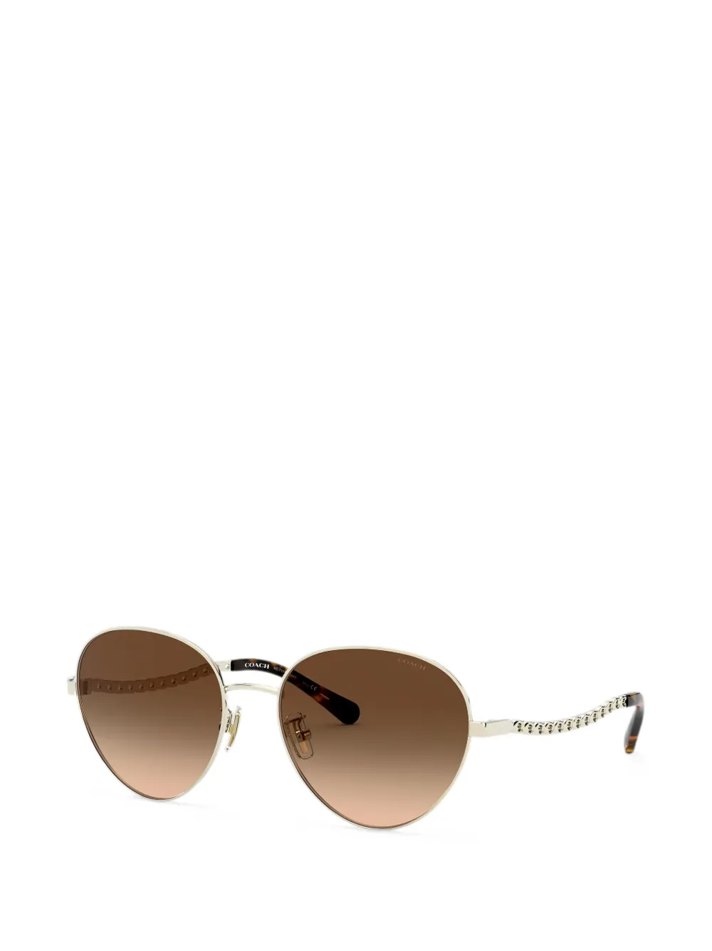 Coach Signature zonnebril met piloten montuur en schakelketting Goud