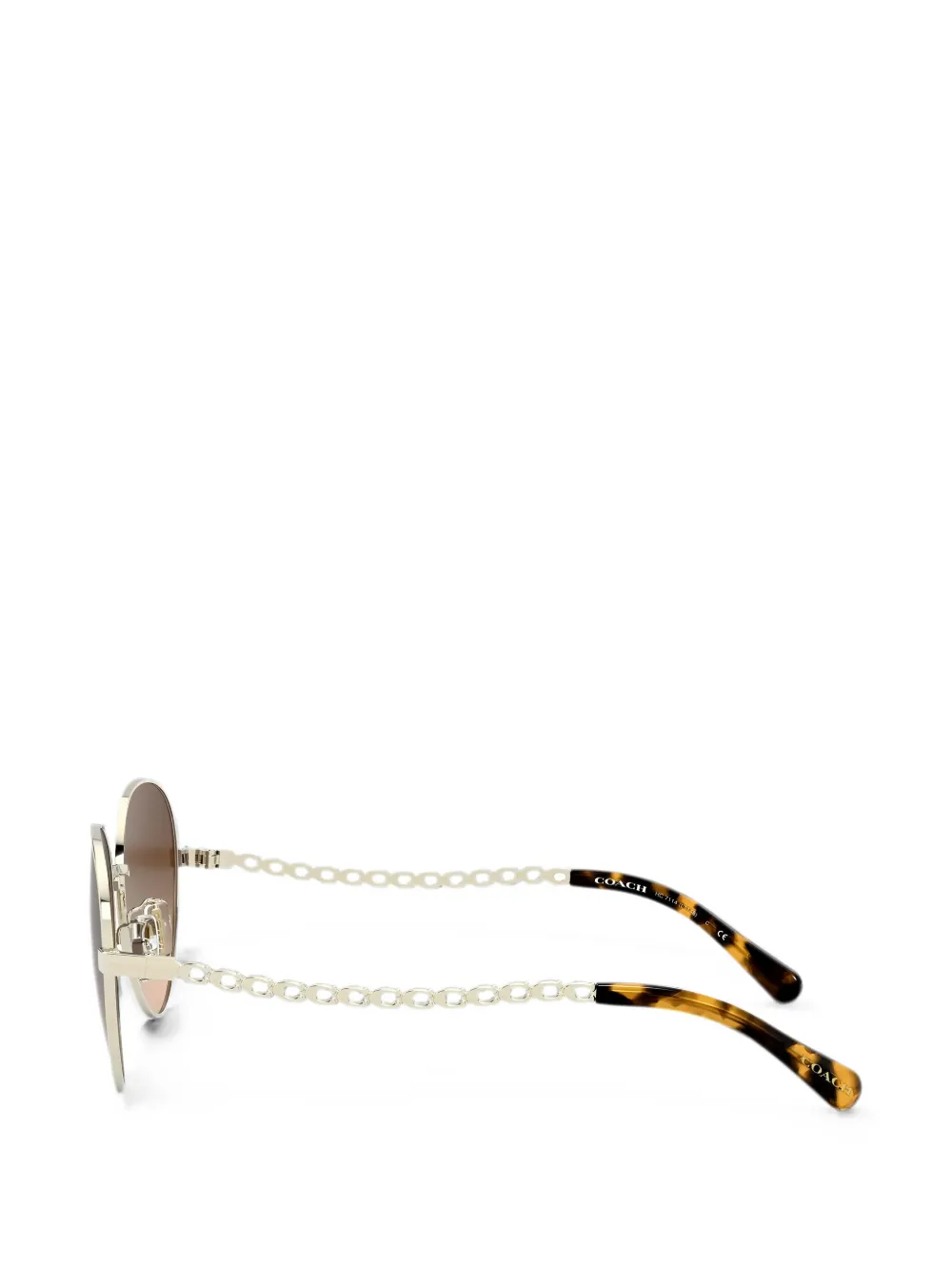 Coach Signature zonnebril met piloten montuur en schakelketting Goud
