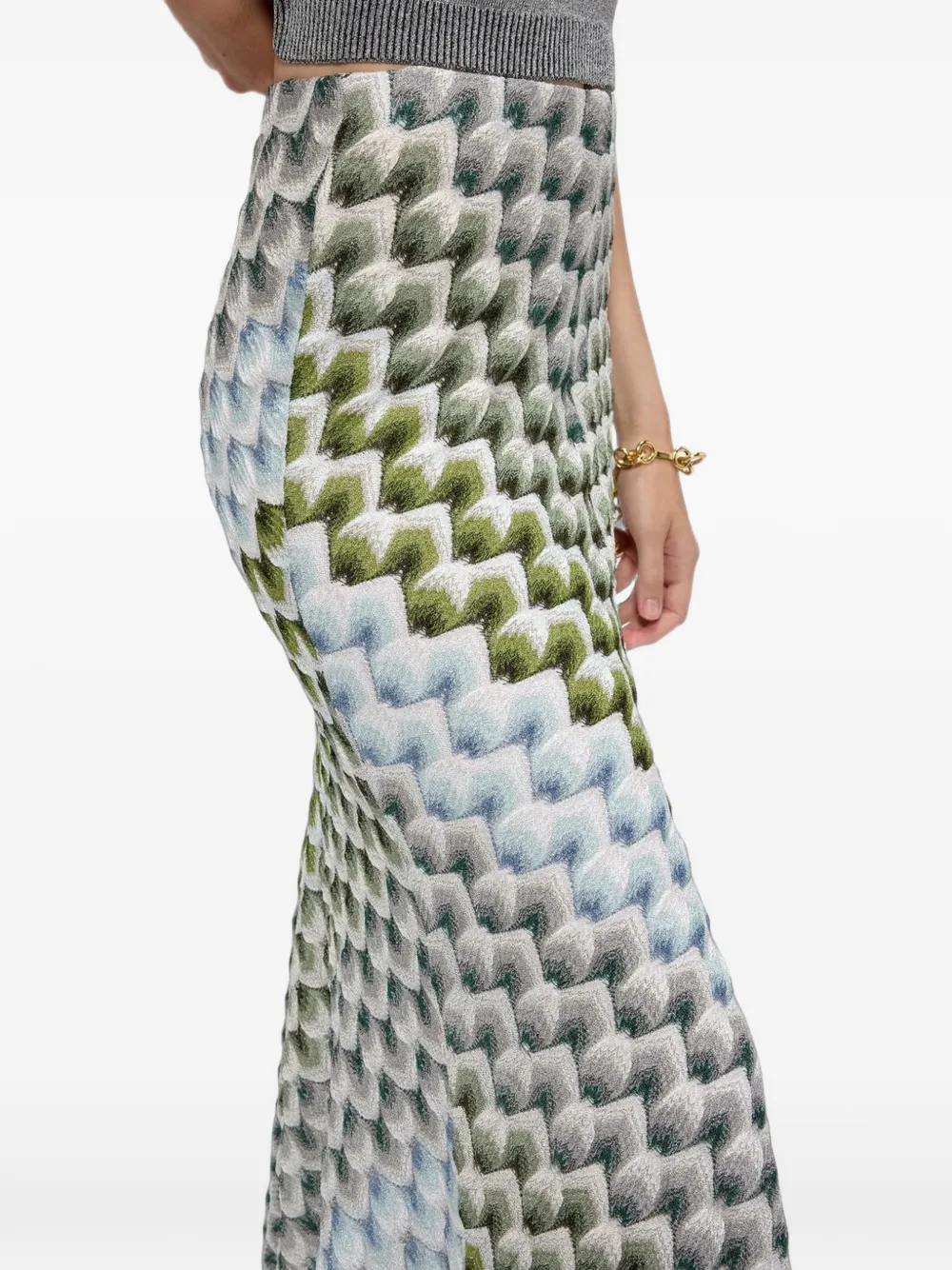 Missoni Gebreide maxi-rok met zigzag-patroon Blauw