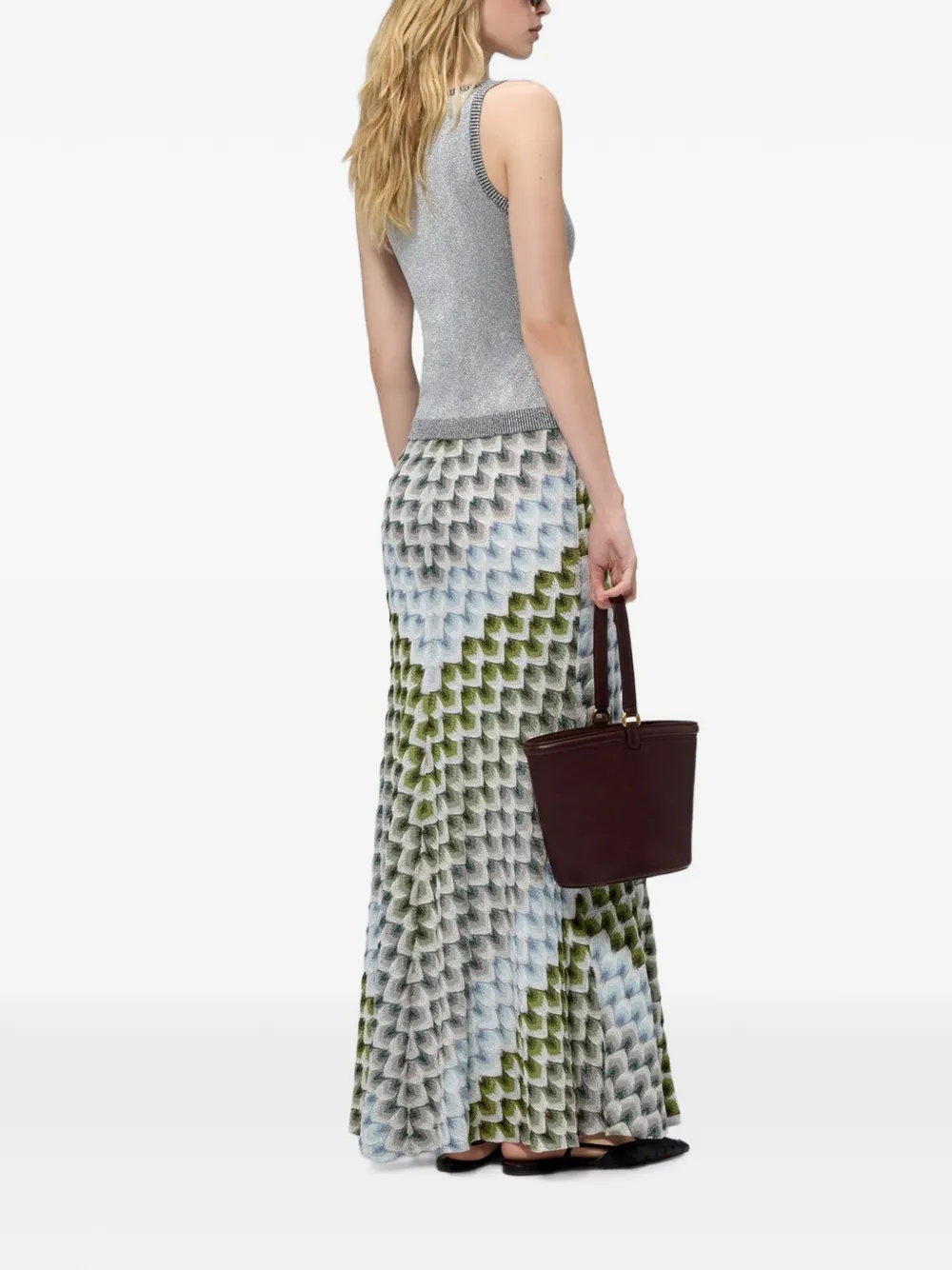 Missoni Gebreide maxi-rok met zigzag-patroon Blauw