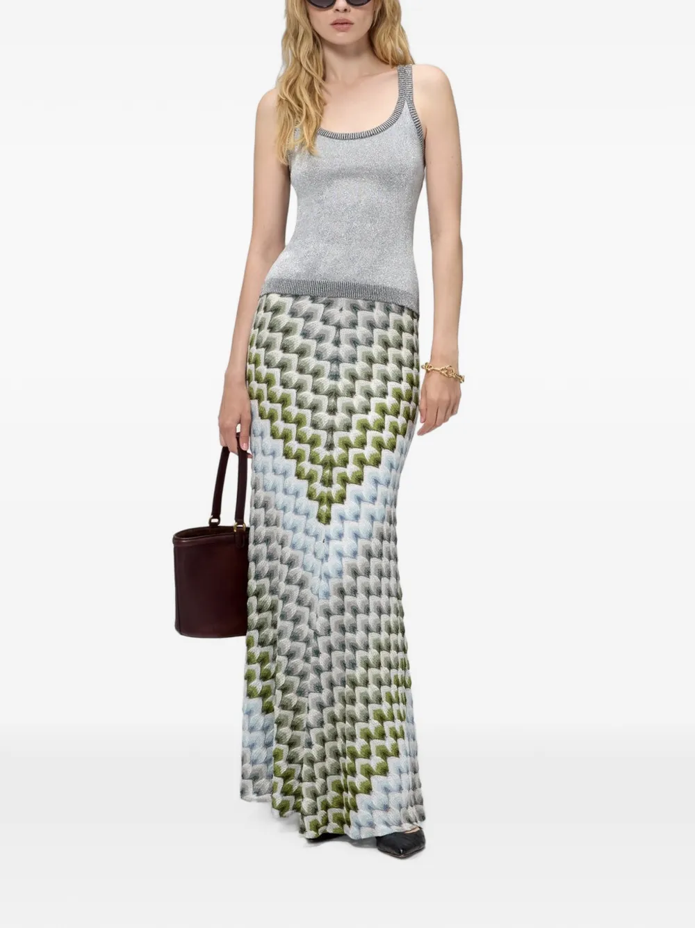 Missoni Gebreide maxi-rok met zigzag-patroon Blauw