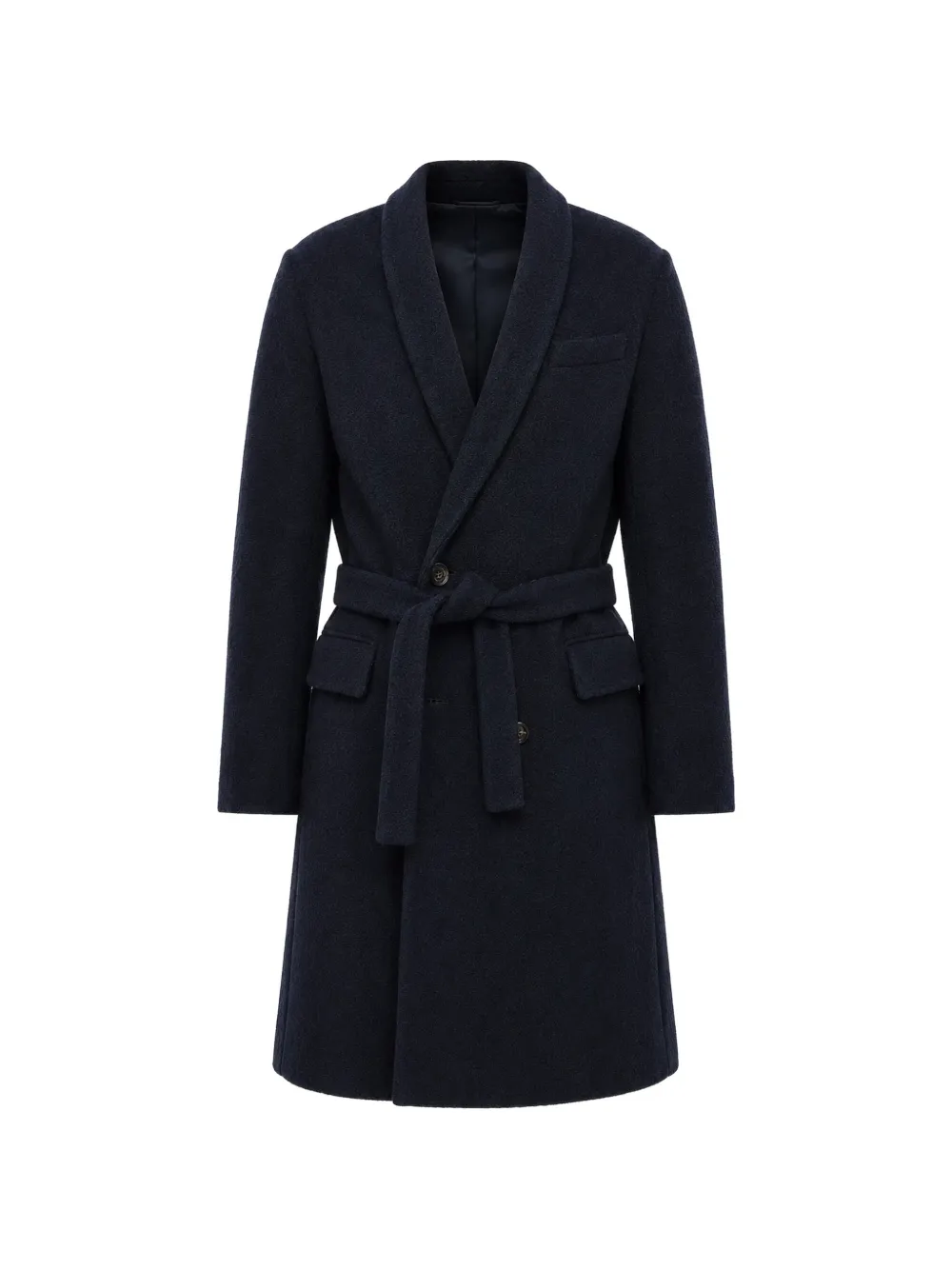 Paolo Pecora belted shawl-lapel wool coat - Blue