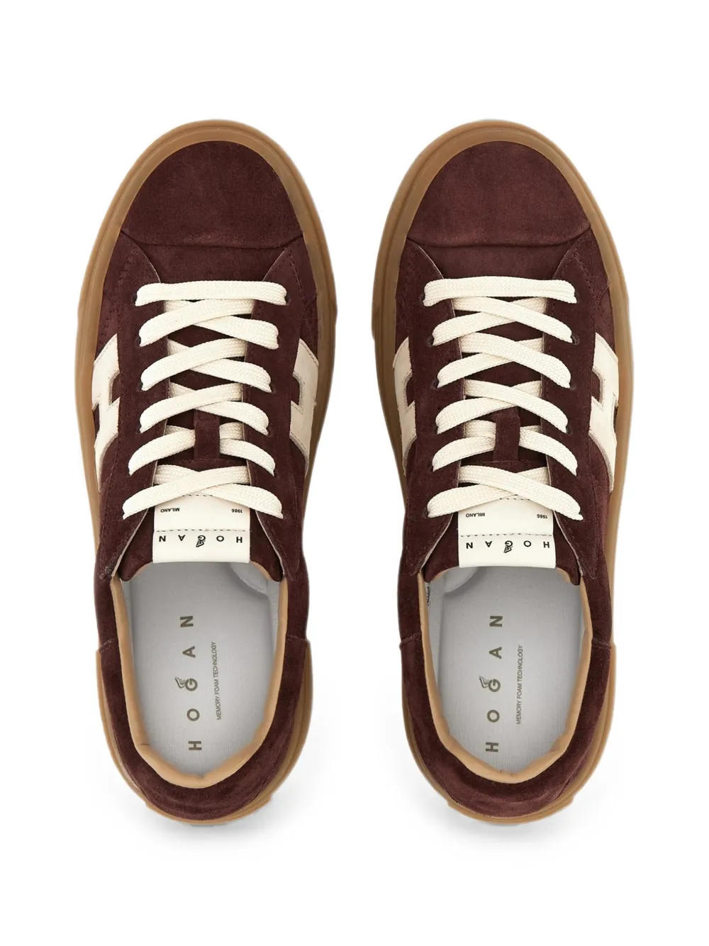 Hogan logo-patch suede low-top sneakers Bruin