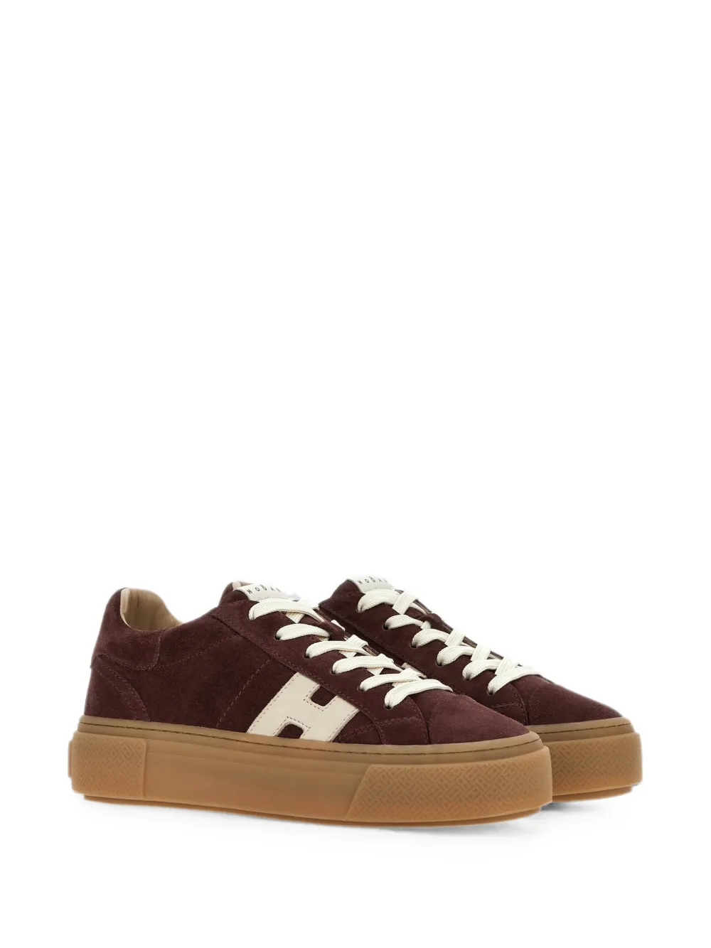 Hogan logo-patch suede low-top sneakers Bruin