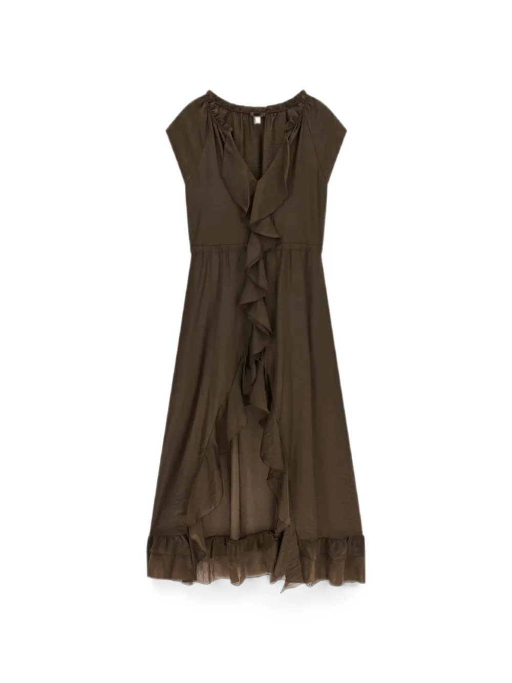 GUESS USA High-low jurk met ruches Bruin