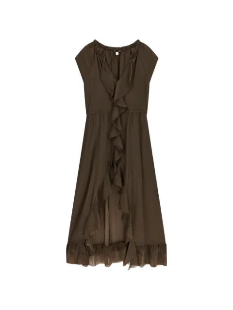 GUESS USA ruffled-trim high-low dress