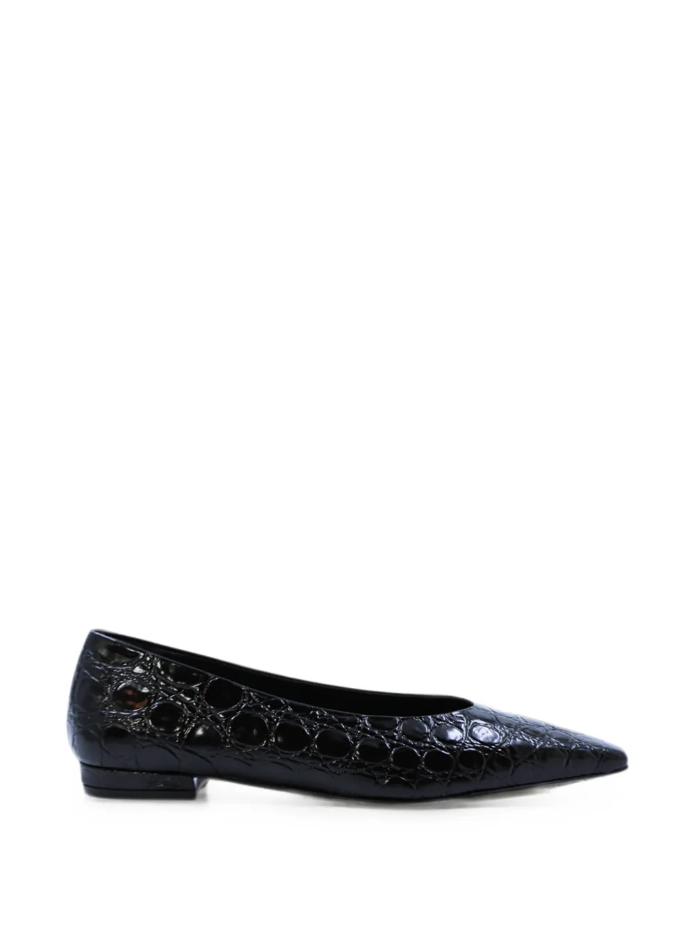Notabene crocodile-effect square-toe ballet flats - Nero