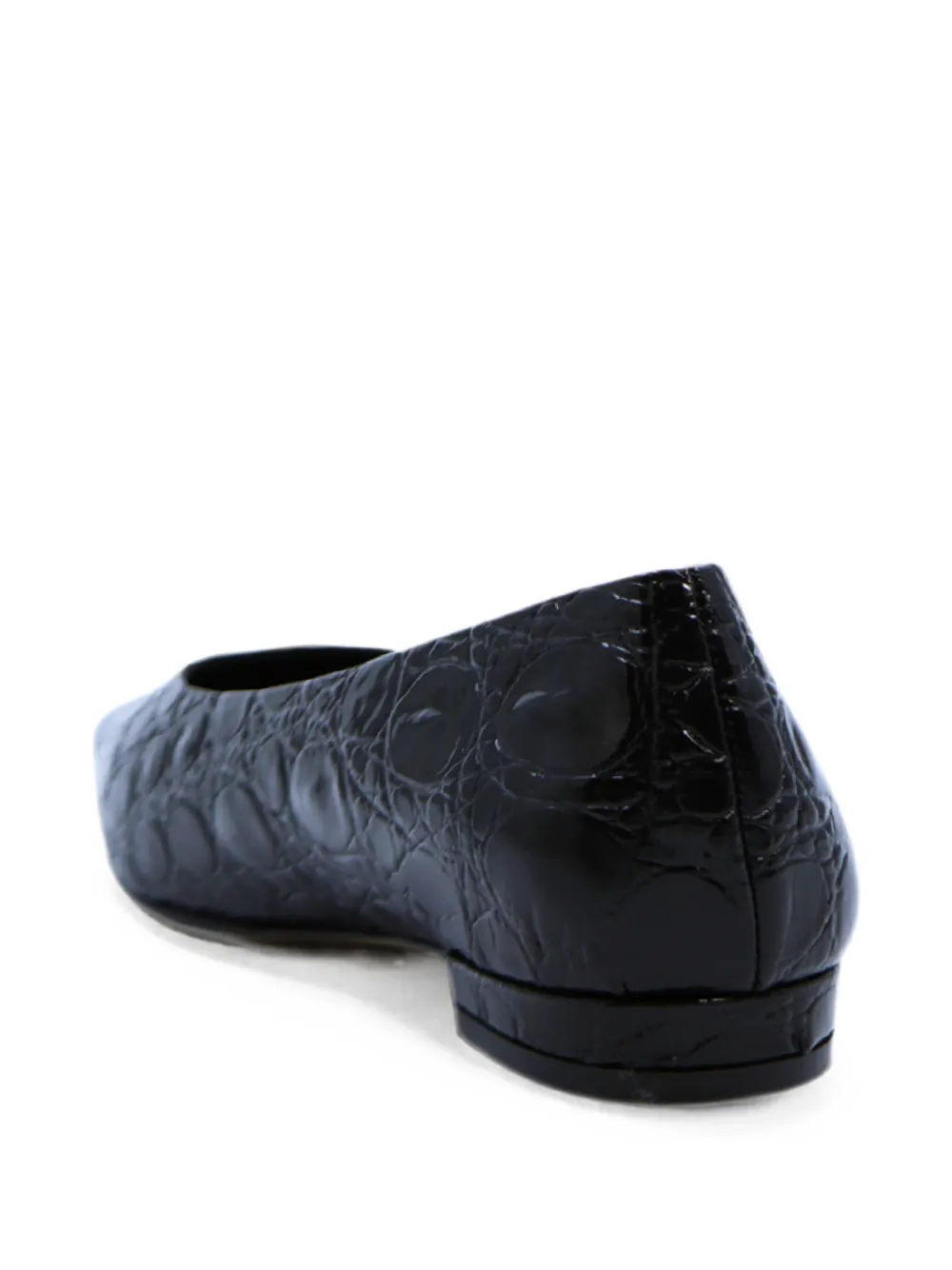 Notabene crocodile-effect square-toe ballet flats Zwart