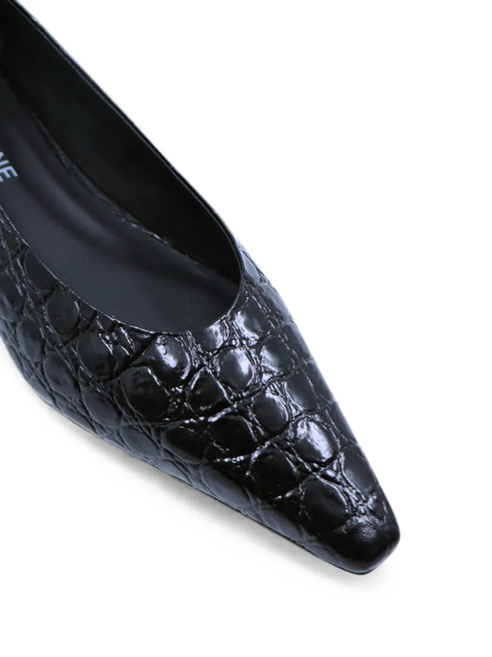 Notabene crocodile-effect square-toe ballet flats Zwart