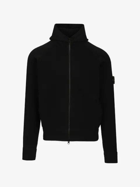 Stone Island logo-patch zip-up hoodie