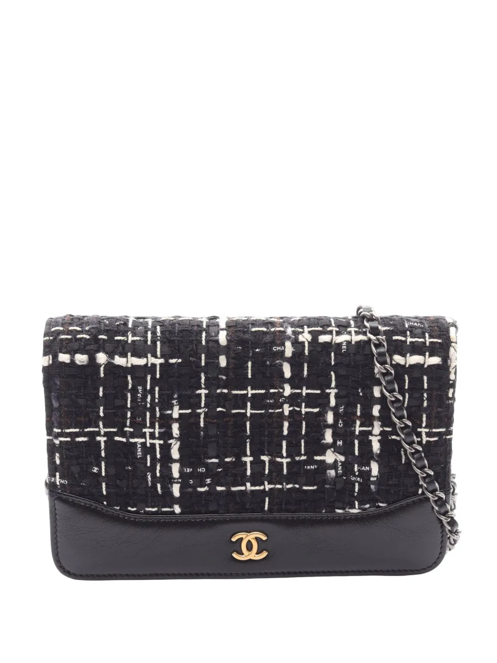 CHANEL Pre-Owned Borsa a tracolla Gabrielle in tweed e pelle di vitello trapuntata con catena 2018-2019 - Nero