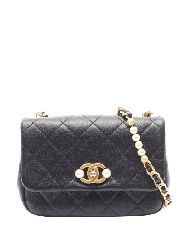 CHANEL Pre-Owned 2021-2026 ミニ カーフスキン パール サイド