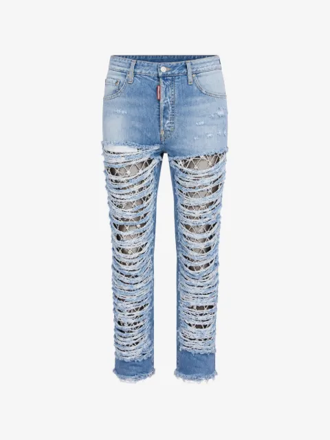 DSQUARED2 642 super-destroyed rhinestone-embellished jeans