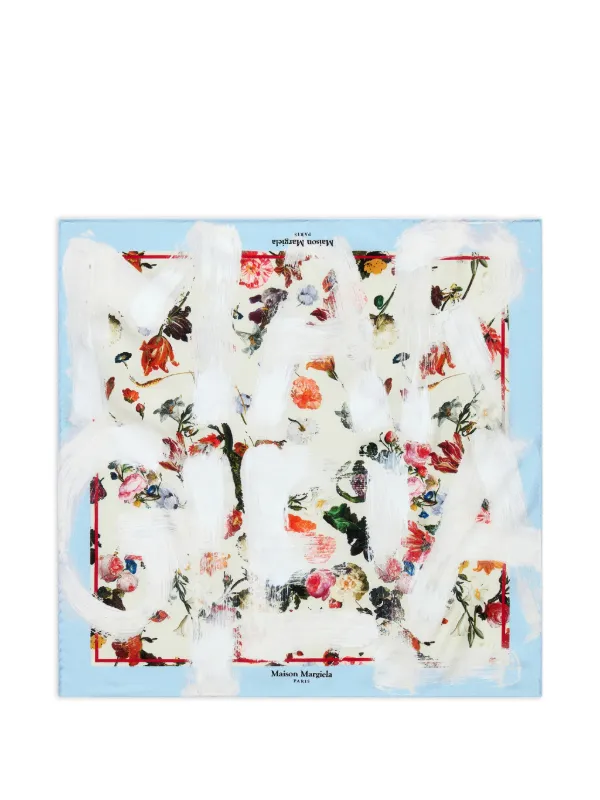 Maison Margiela Printed Silk Pocket Square in White