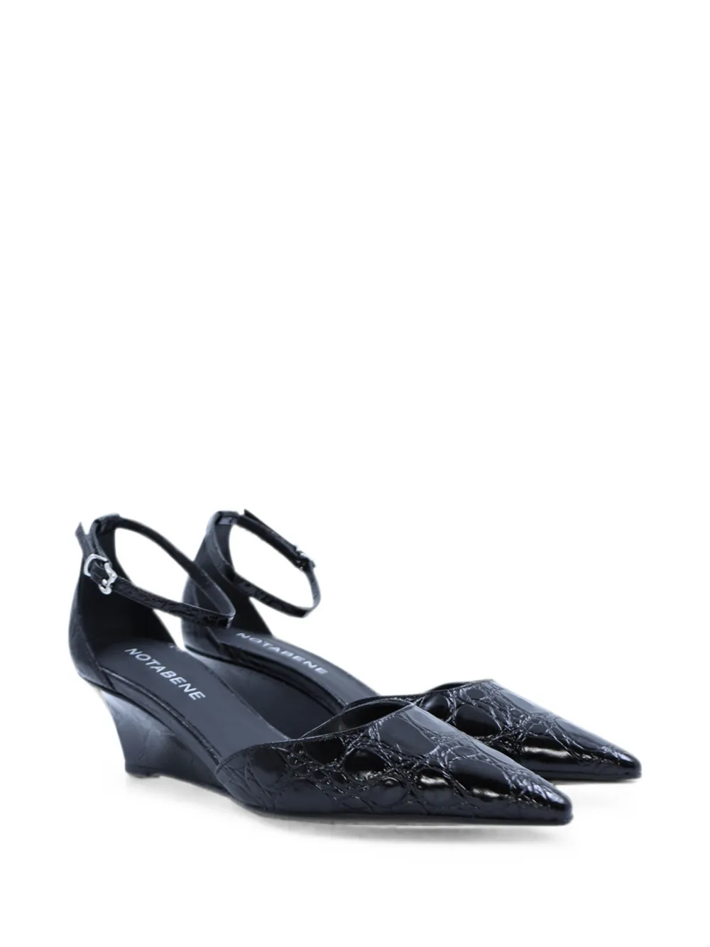 Notabene crocodile-effect wedge sandals Zwart
