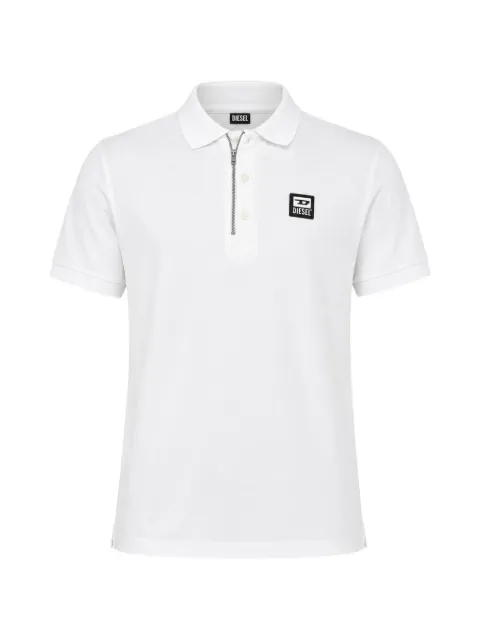 Diesel logo-patch zip-up polo shirt