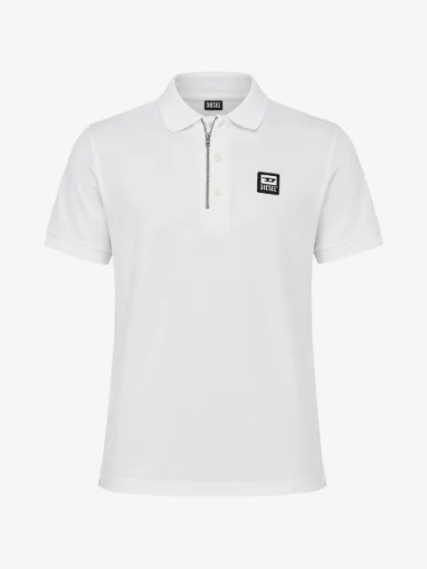 Diesel logo-patch zip-up polo shirt