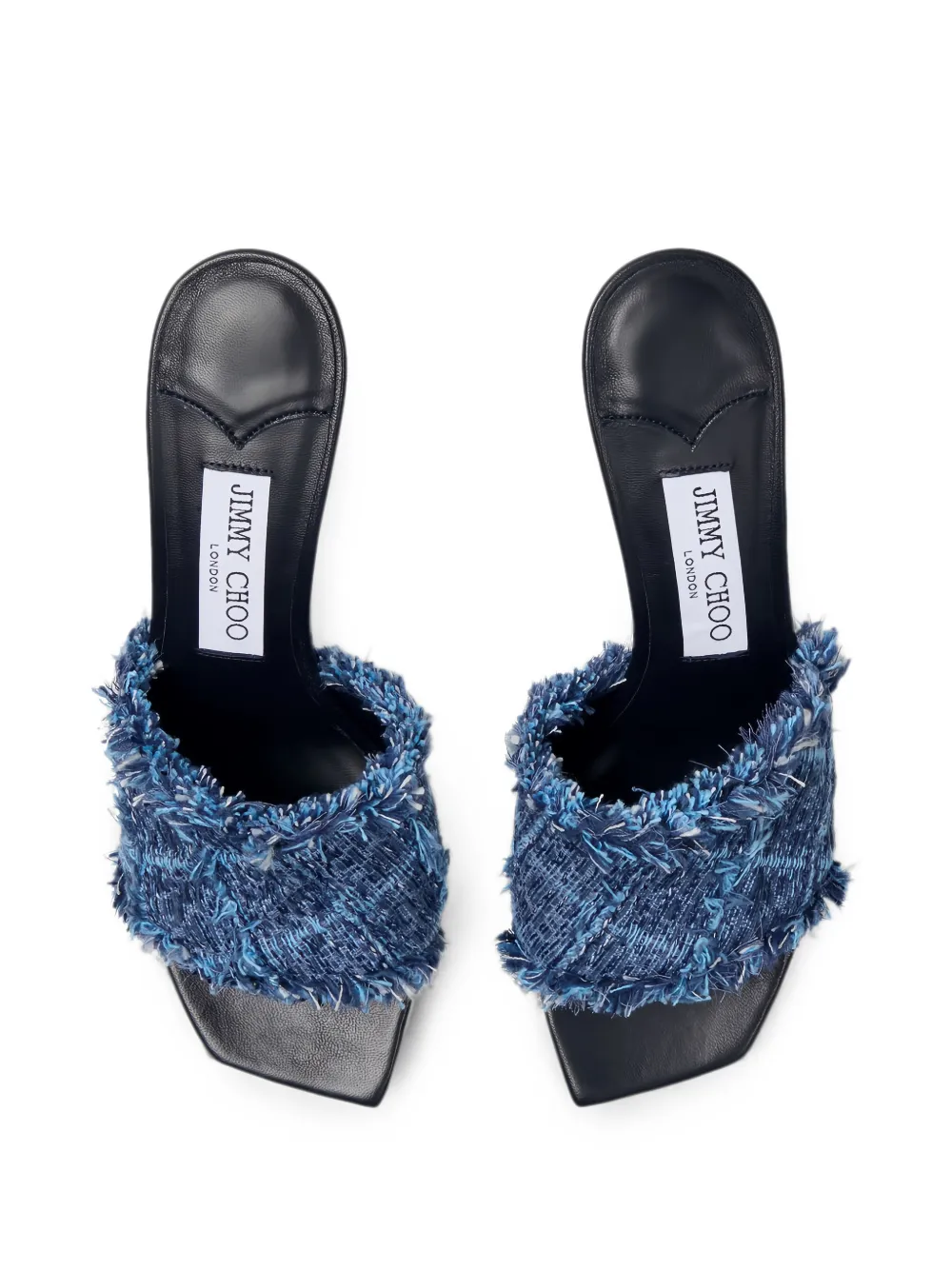 Jimmy Choo Alexia frayed denim sandals Blauw