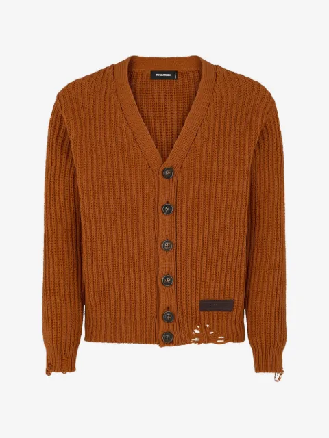 DSQUARED2 cárdigan con efecto envejecido y cuello en V