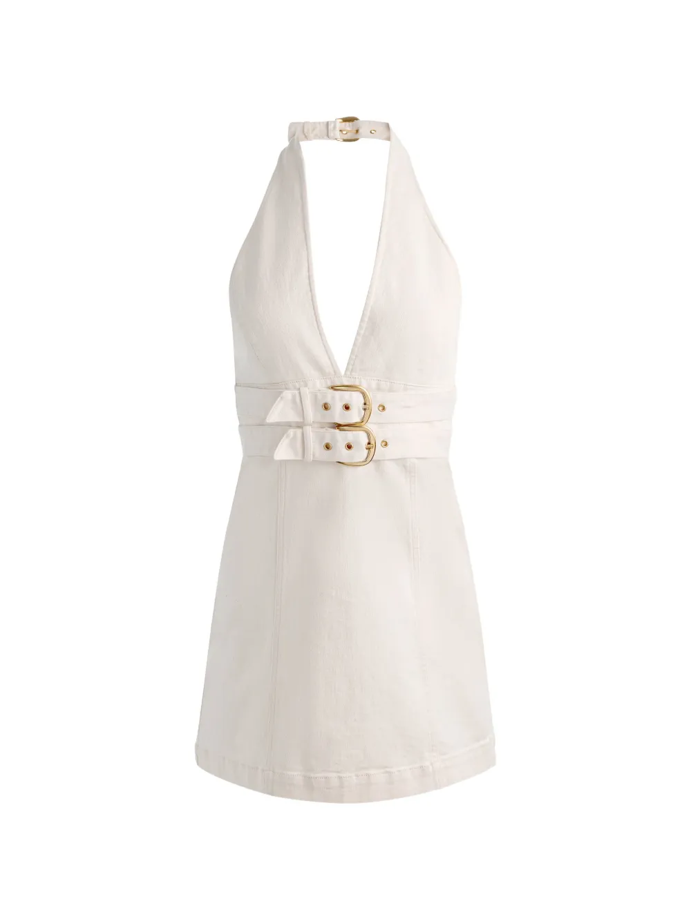 alice + olivia Solana buckle-detail halterneck mini dress - Bianco