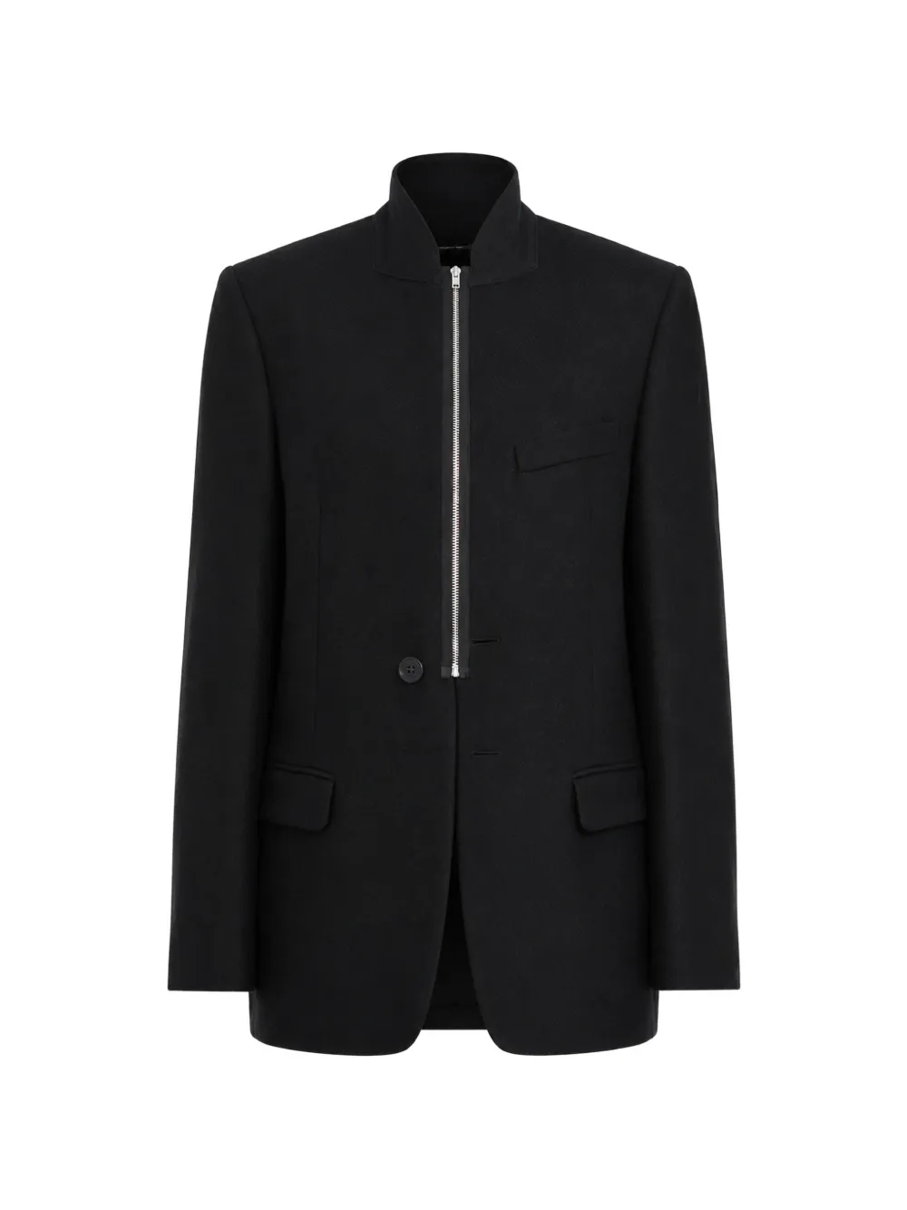 MM6 Maison Margiela zip-front flannel blazer - Nero