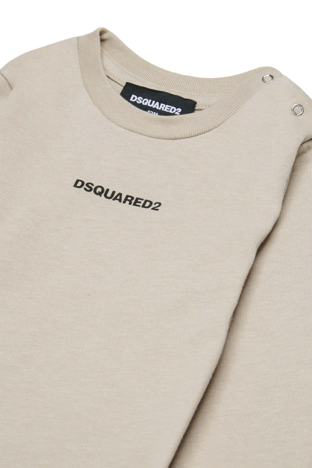 DSQUARED2 KIDS T-shirt met logoprint en knoop op de schouders Beige