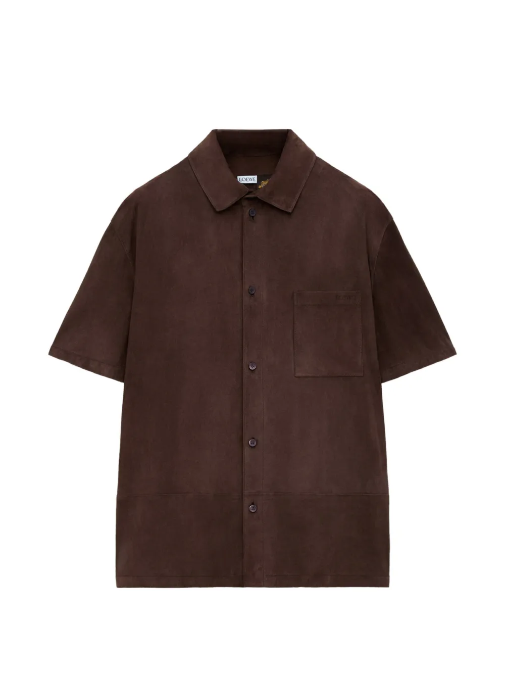 LOEWE debossed-logo suede shirt - Marrone