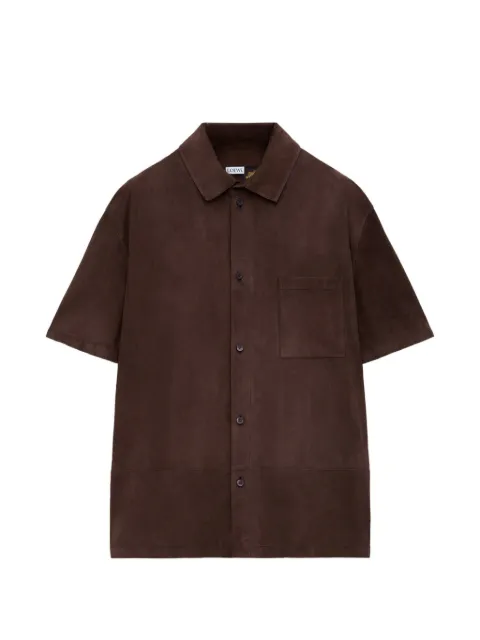 LOEWE debossed-logo suede shirt