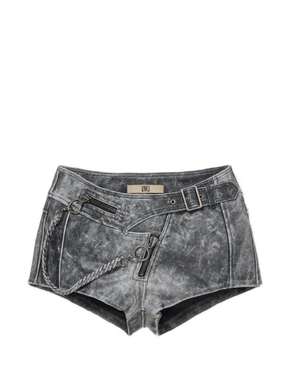 KNWLS distressed-effect chain-detail shorts - Grigio