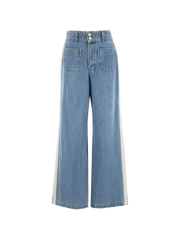 Veronica Beard Taylor Wide-leg Jeans in Blue