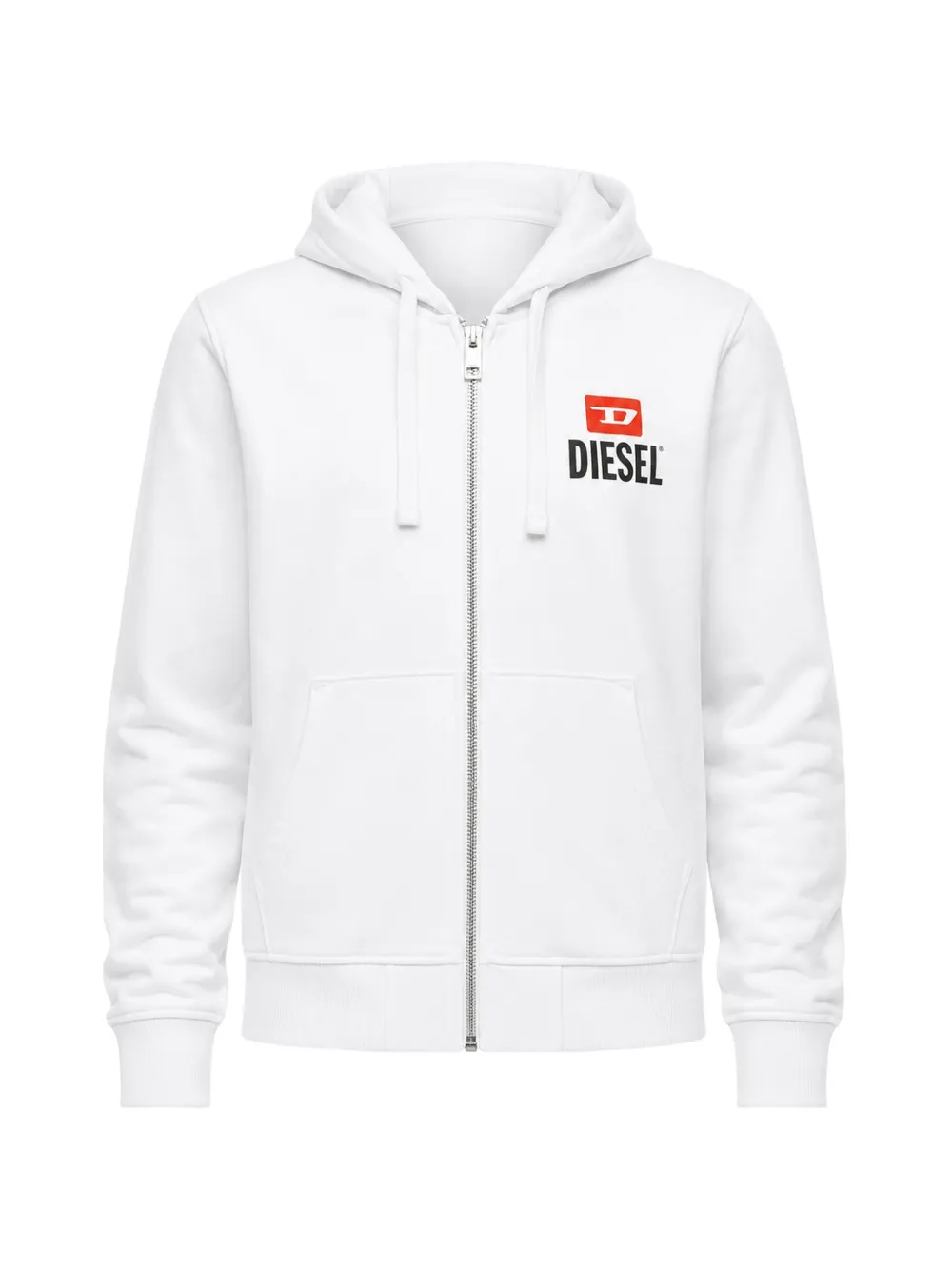 Diesel logo-print zip-up hoodie - Weiß