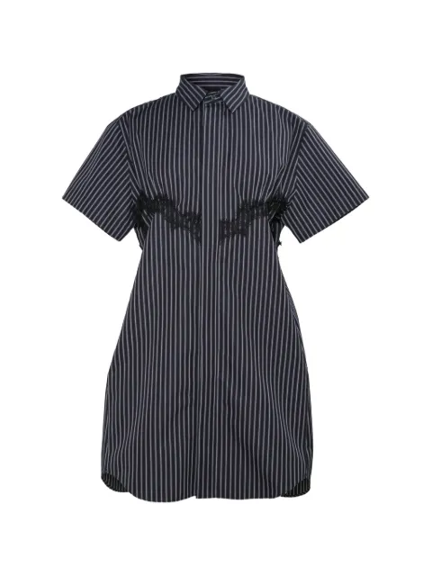 sacai lace-detail striped midi dress