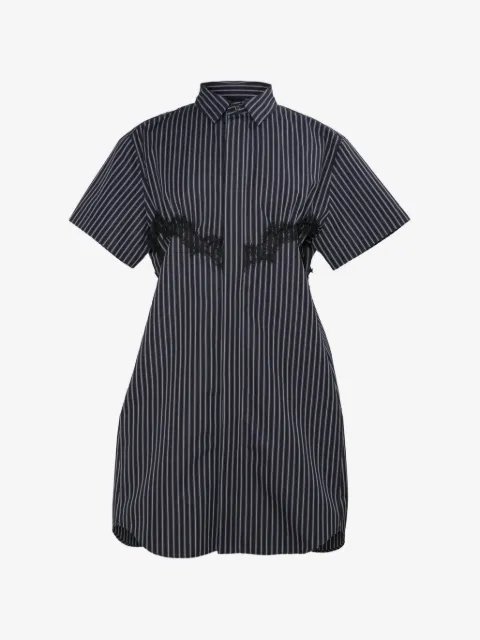 sacai lace-detail striped midi dress