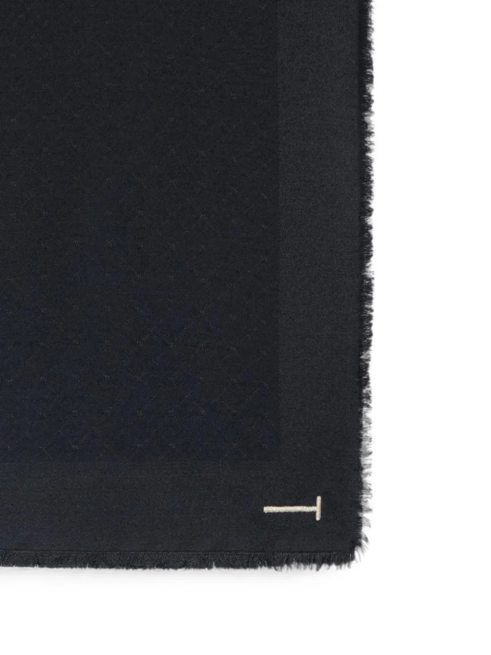 TOM FORD Sjaal met geborduurd logo en franje Zwart