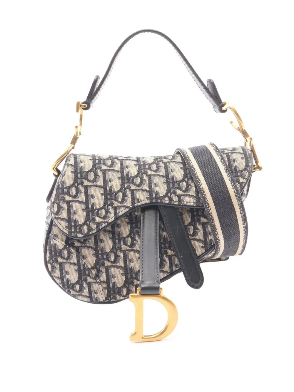 Christian Dior Pre-Owned Borsa a tracolla Saddle mini in tela con motivo Oblique 2018-2020 - Blu