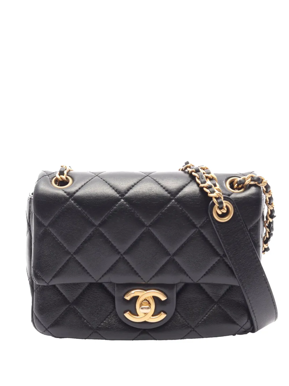 CHANEL Pre-Owned Borsa a mano Classic Lambskin Single Flap mini in pelle di agnello 2020 - Nero
