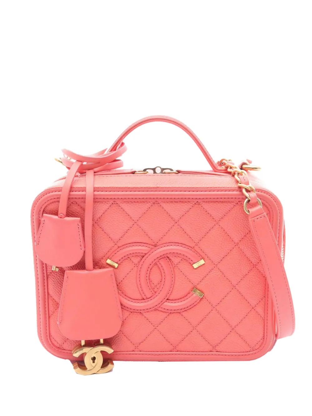 CHANEL Pre-Owned 2017-2018 Medium Caviar CC Filigree Vanity Bag satchel - Rosa