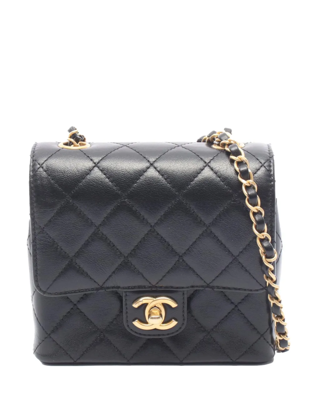 CHANEL Pre-Owned Borsa a tracolla Single Flap CC mini in pelle di vitello trapuntata 2021-2026 - Nero